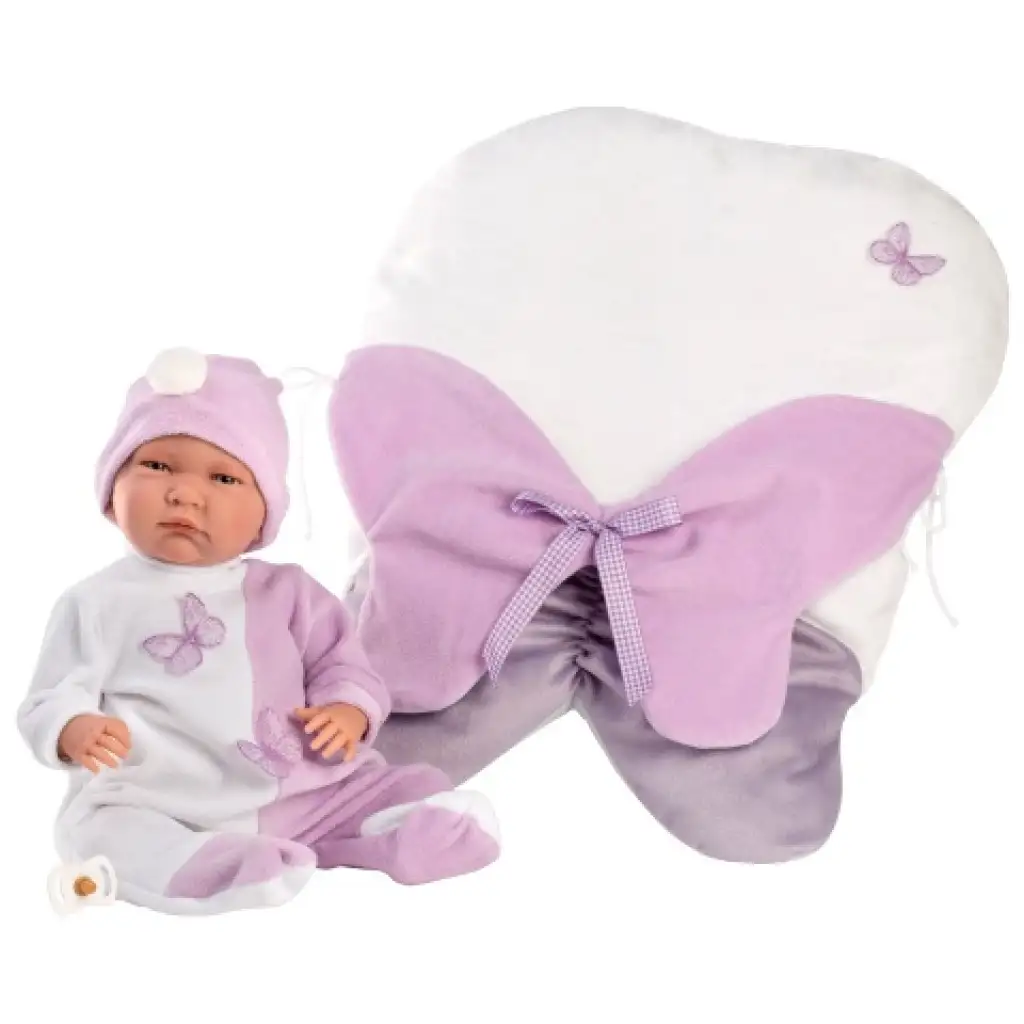 Llorens: Lalo Llorón 42 cm weinendes Neugeborenes in Schmetterlingsform-Pucktuch kép 2