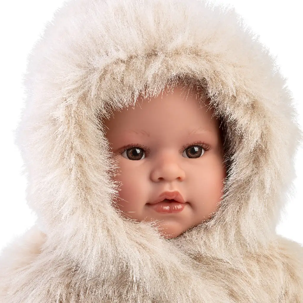 Llorens: Leo 45 cm große weinende Puppe mit Schnuller in cremefarbener Samtjacke kép 2