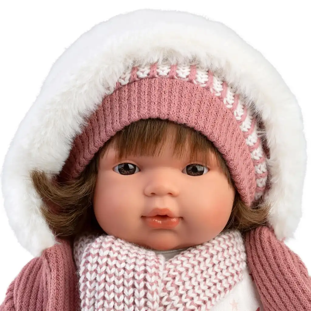 Llorens: Lola 38 cm große weinende Puppe mit Schnuller und Strickmütze kép 4