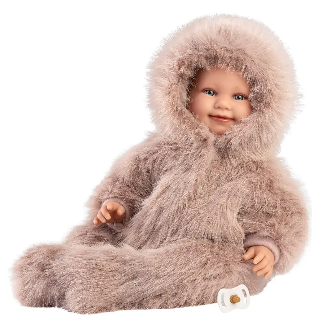 Llorens: Luka 45cm lächelnde Puppe mit Schnuller in Samtfell.