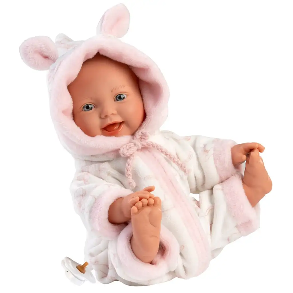 Llorens: Mädchen-Baby-Puppe in weichem Storchmuster-Schlafanzug 31cm