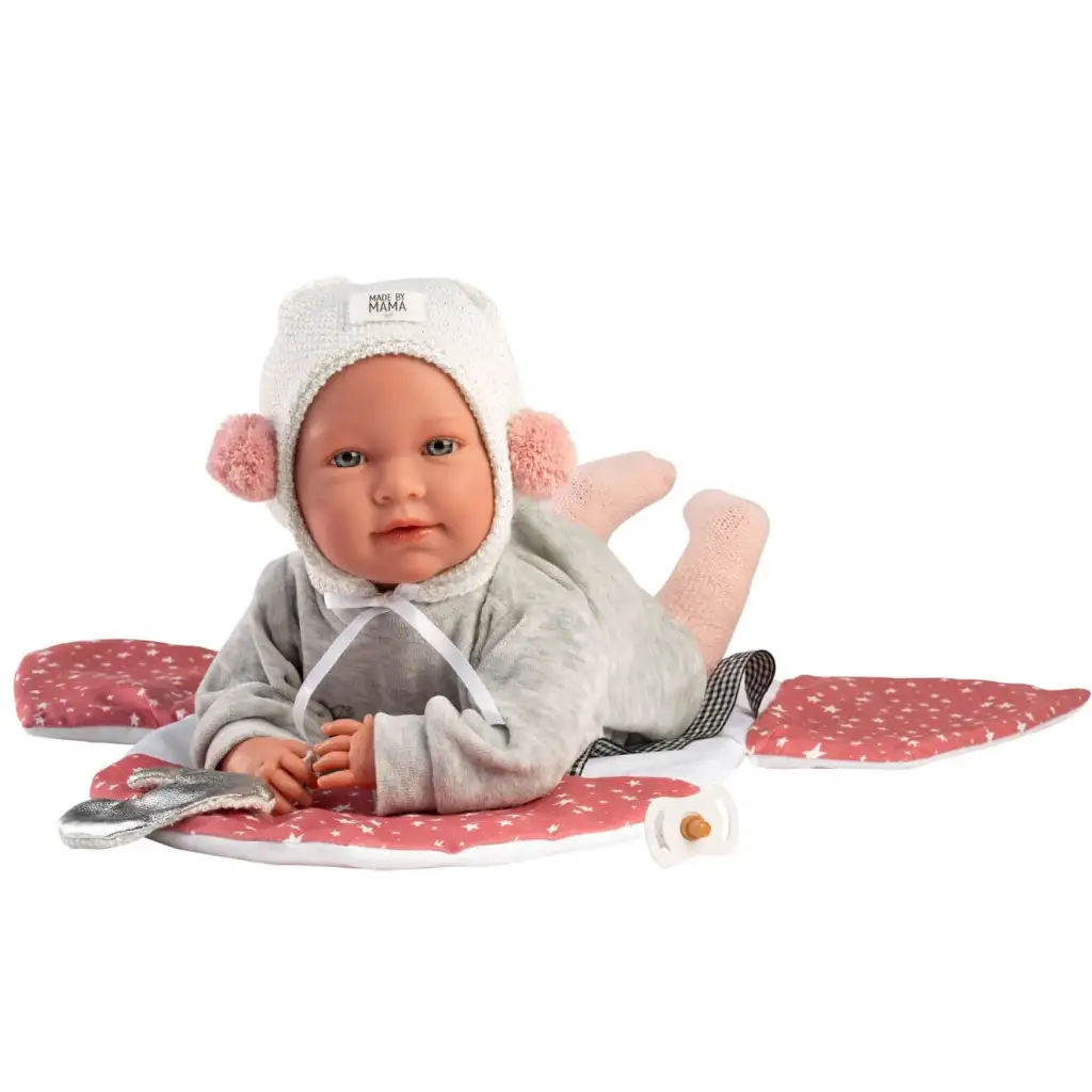 Llorens: Mimi 42 cm große weinende Puppe mit sternenförmigem Puppentragekorb kép 2