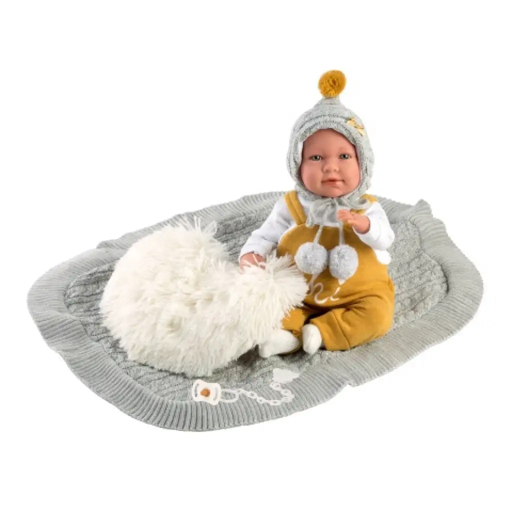 Llorens: Mimi Llorana 42 cm weinendes Neugeborenes mit Decke und Fellkissen kép 4