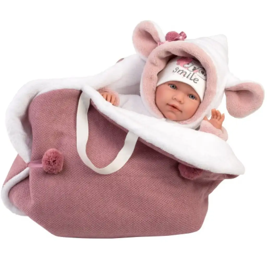 Llorens: Mimi Llorana 42cm weinende Neugeborenenpuppe mit Tragekorb