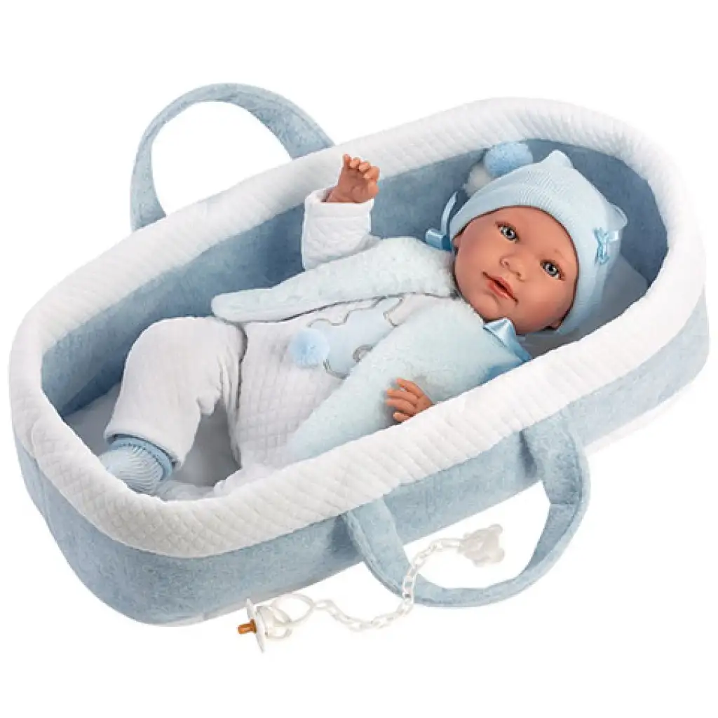 Llorens: Mimo Neugeborenes 40cm weinende Puppe mit Tragekorb