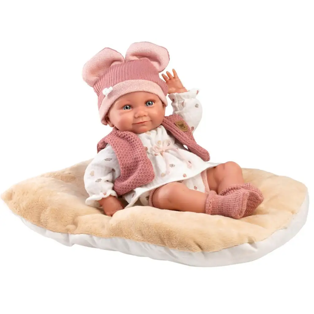 Llorens: Nica neugeborenes Mädchen Baby mit weichem Kissen 38cm kép 3