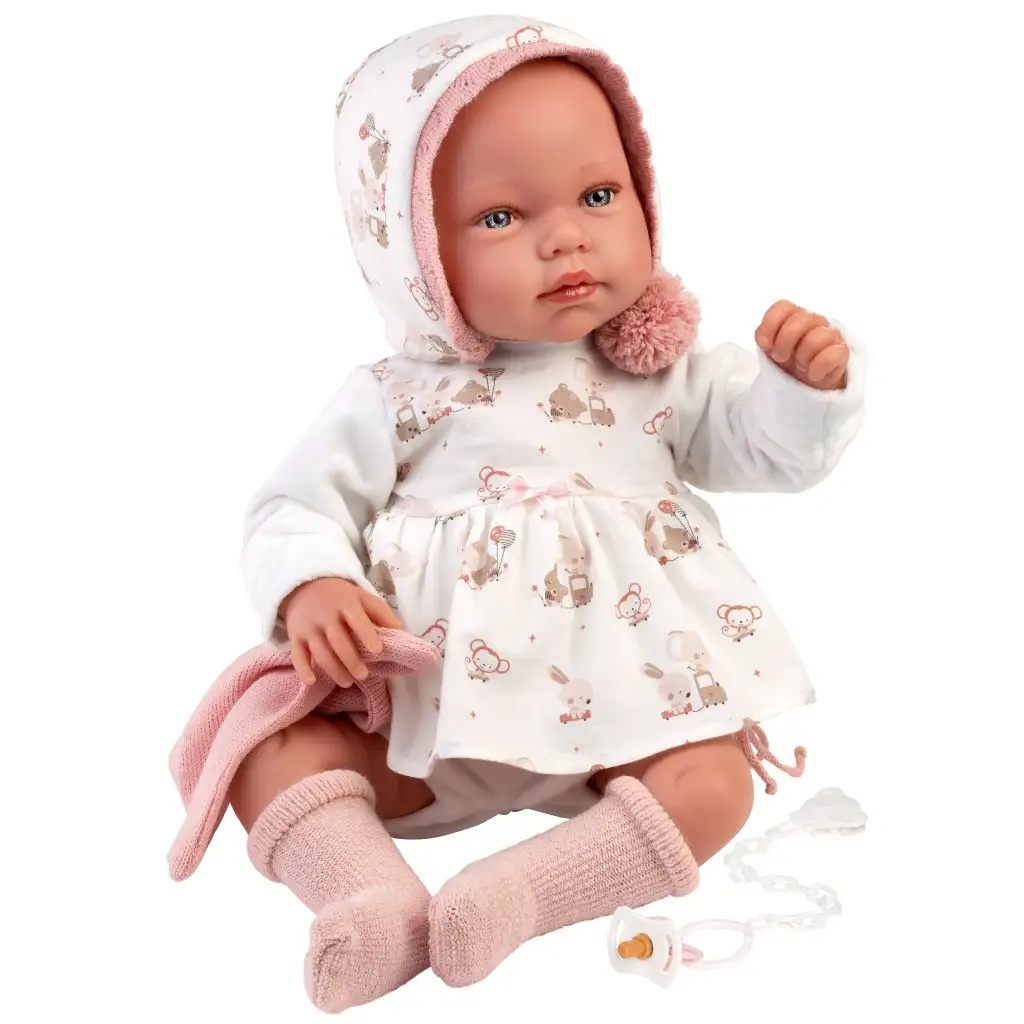 Llorens: Tala Llorana 44 cm großes Neugeborenes mit Geräuschen in Kapuzenkleidung