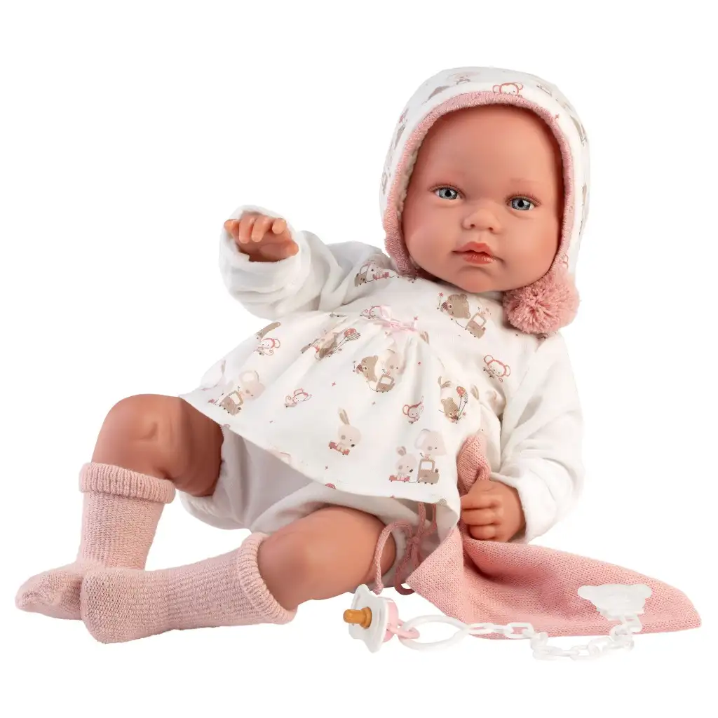 Llorens: Tala Llorana 44 cm großes Neugeborenes mit Geräuschen in Kapuzenkleidung kép 2