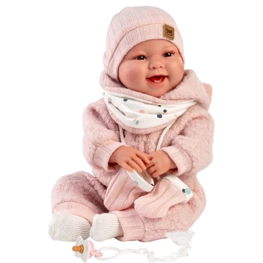 Llorens: Tala Sonrisas 44 cm großes Neugeborenes mit Geräuschen in rosa Strampler kép 2