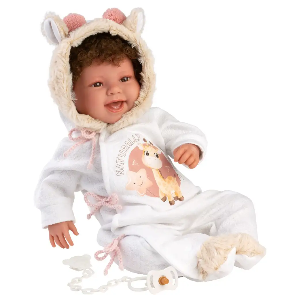Llorens: Tala Sonrisas 44cm Neugeborenes Baby mit Geräusch in Giraffenkleidung kép 4