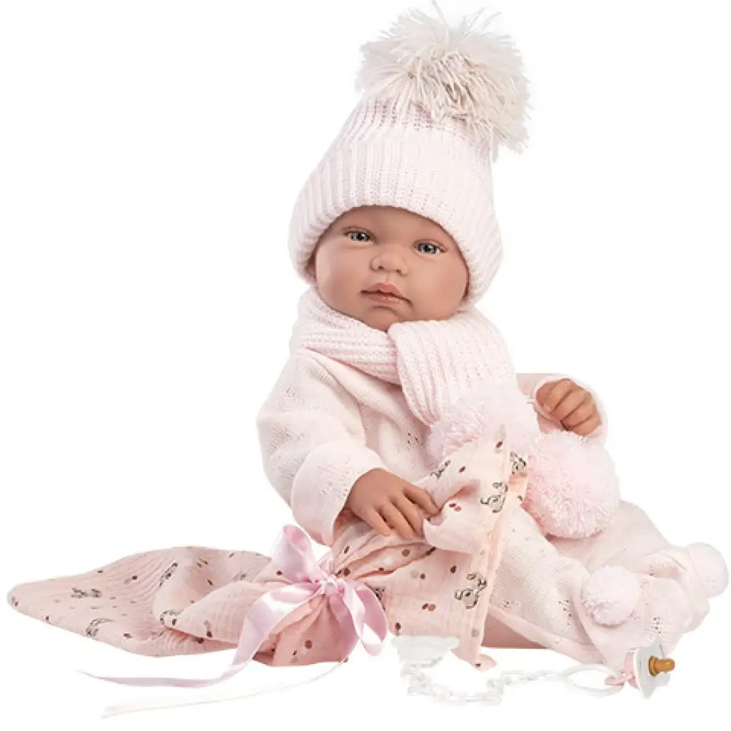 Llorens: Tina Neugeborenes Baby im rosa Set mit Babydecke und Schnuller 43cm