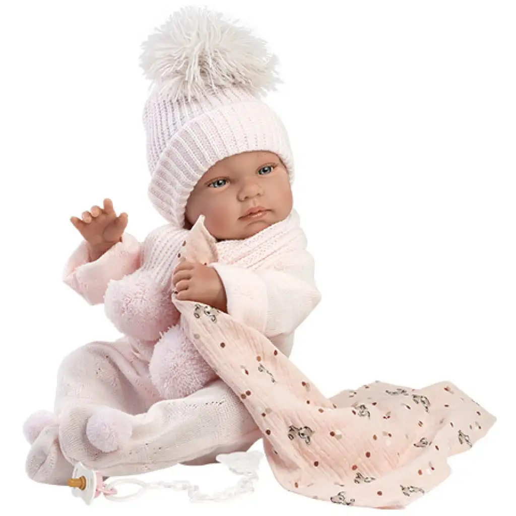 Llorens: Tina Neugeborenes Baby im rosa Set mit Babydecke und Schnuller 43cm kép 4