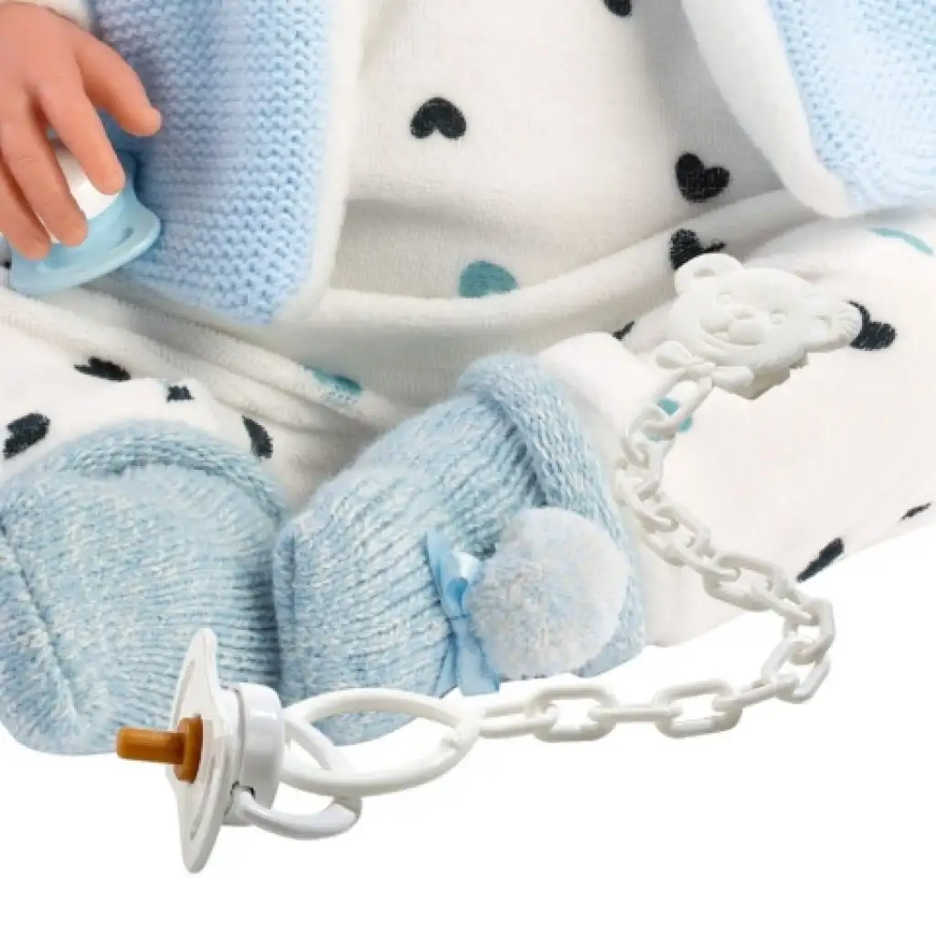 Llorens: Tino 44 cm weinende Puppe in blauer Kapuzenweste kép 2