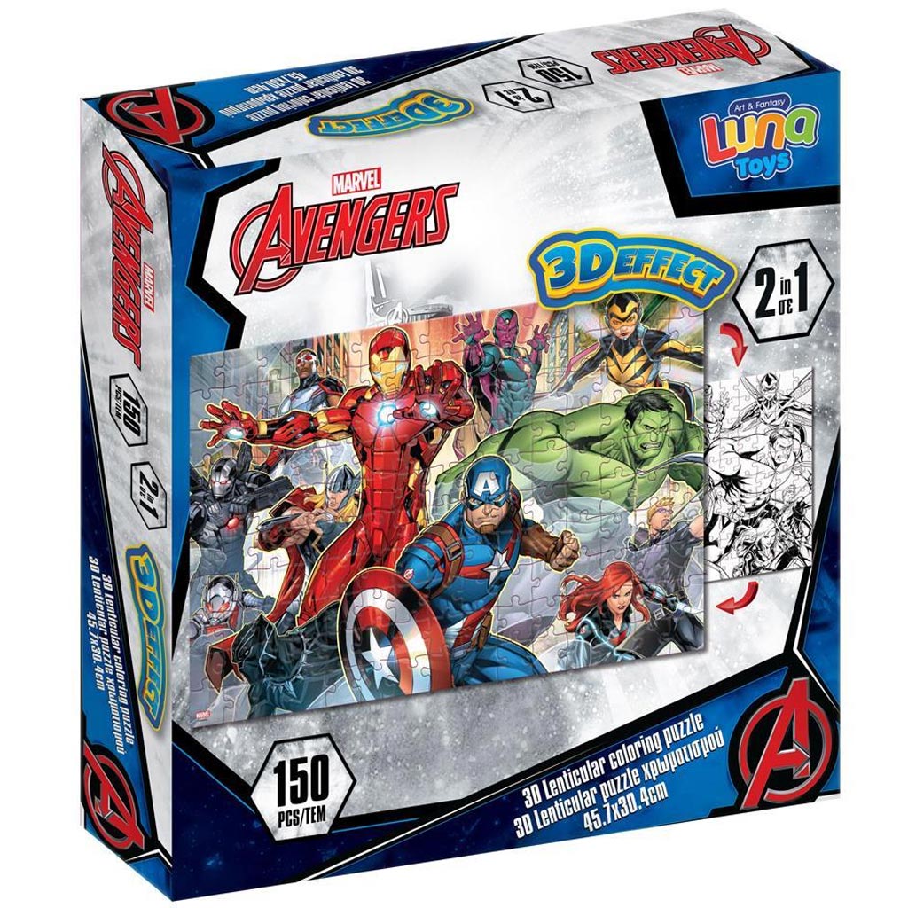 Luna: Avengers 2-in-1 150-teiliges 3D-Mal-Puzzle