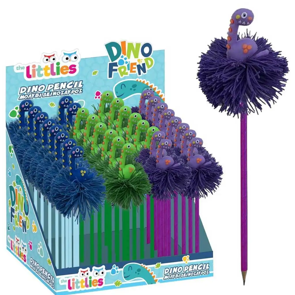 Luna: Dinosaurier-Pom-Pom-Bleistift in verschiedenen Farben 1 Stk.