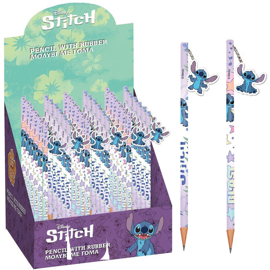 Luna: Lilo & Stitch Bleistift mit Radiergummi, mit Sternenmuster, in zwei verschiedenen Ausführungen, 1 Stück kép 1