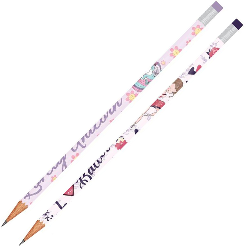 Luna: Mädchenspezifischer Bleistift mit Radiergummi, in zwei verschiedenen Ausführungen, 1 Stück