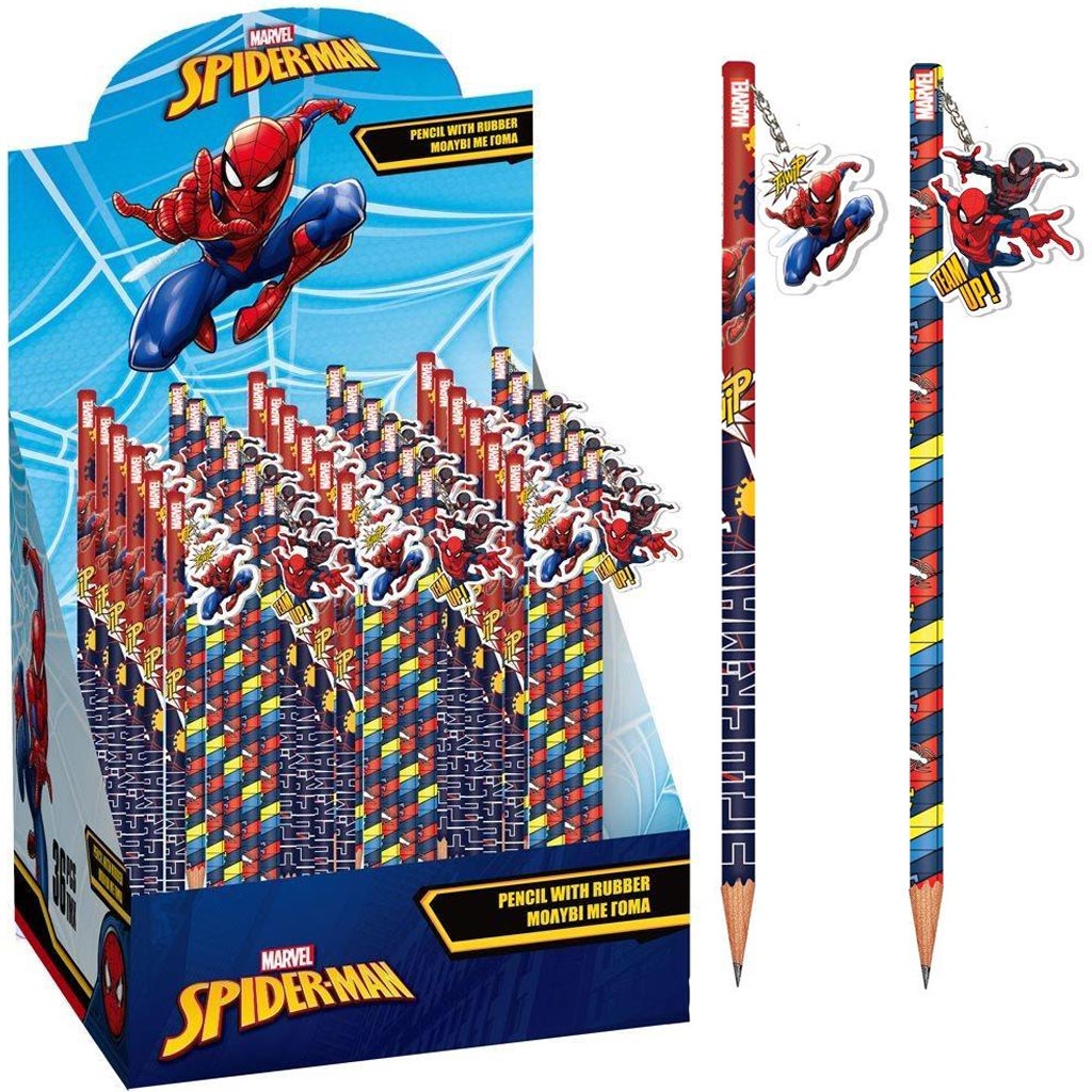 Luna: Marvel Spider-Man Graphitbleistift mit Radiergummi, in zwei verschiedenen Ausführungen, 1 Stück