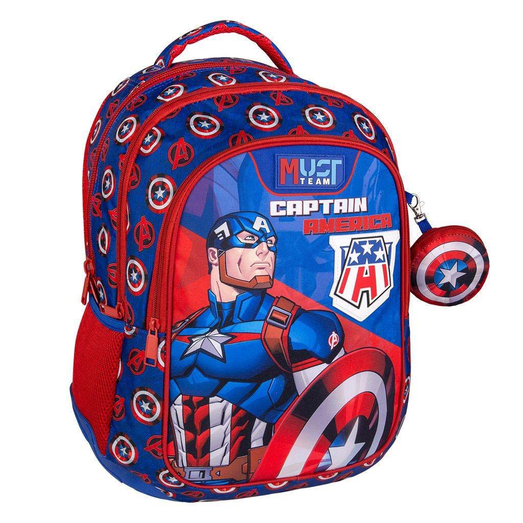 Luna: Muss Team Captain America abgerundeter 3-Fächer-Rucksack 32x18x43 cm
