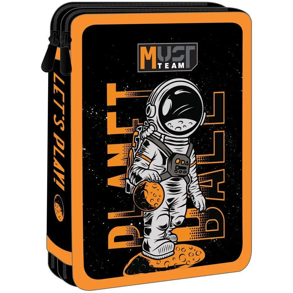 Luna: Must Team Astronaut schwarz-orange 2-stöckiges gefülltes Federmäppchen