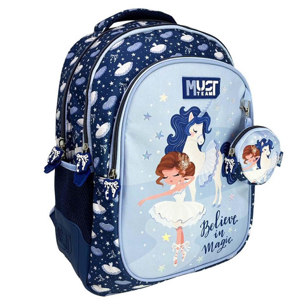Luna: Must Team Believe in Magic Einhorn abgerundeter Rucksack mit 3 Fächern, 32x18x43 cm