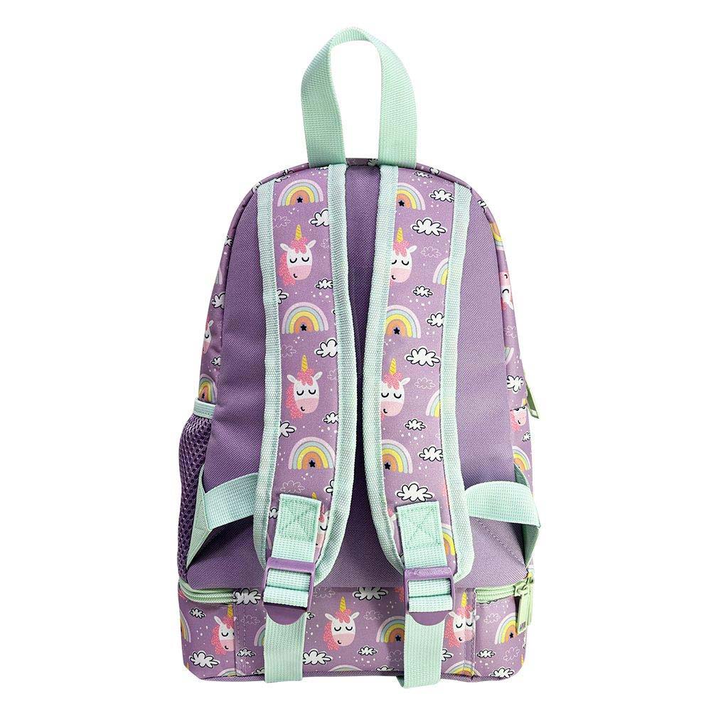 Luna: Must Team Einhorn gemusterter, abgerundeter, thermoisolierter Kindergarten-Rucksack 25x14x36cm kép 2