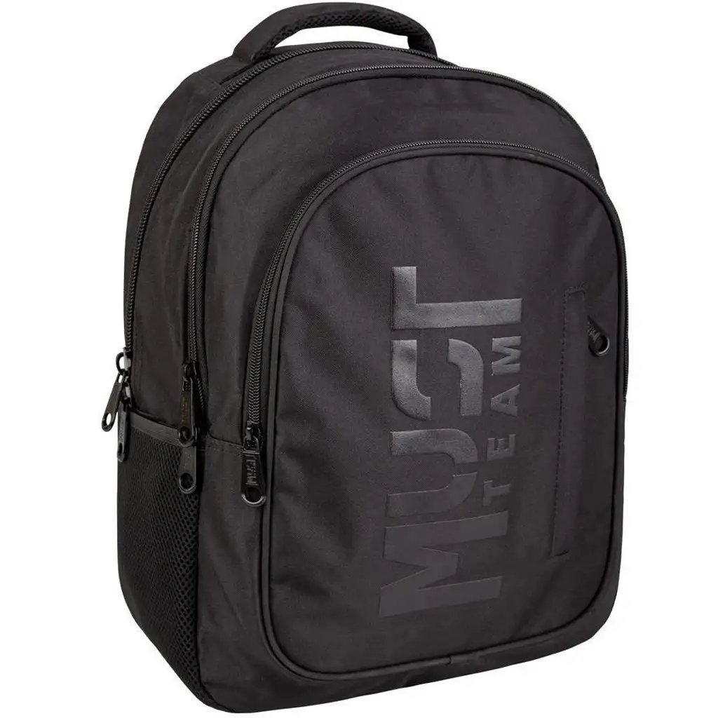 Luna: Must Team Eternal Black abgerundeter schwarzer Schulrucksack mit 3 Fächern, 32x18x43cm