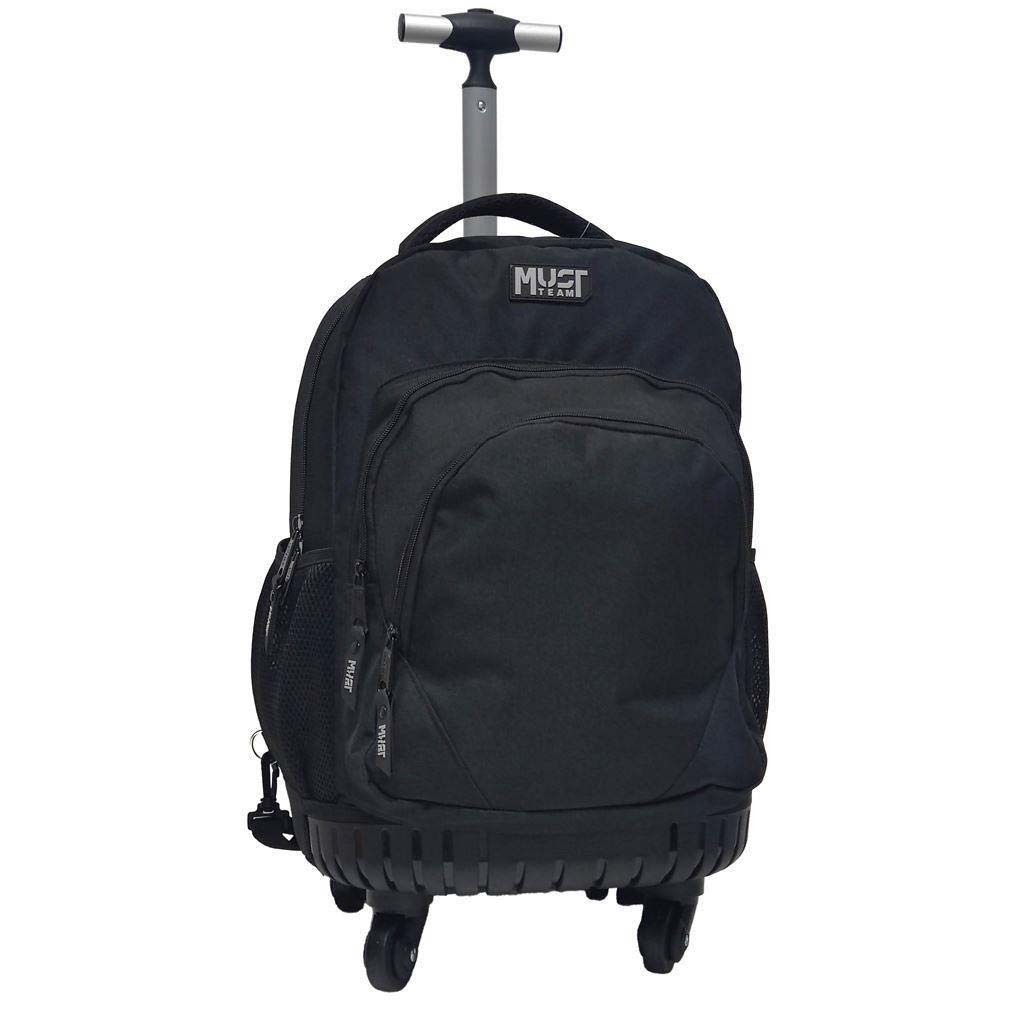 Luna: Must Team Fekete 3-fächeriger Schulrucksack mit Rollen, Rucksack 31x24x45cm