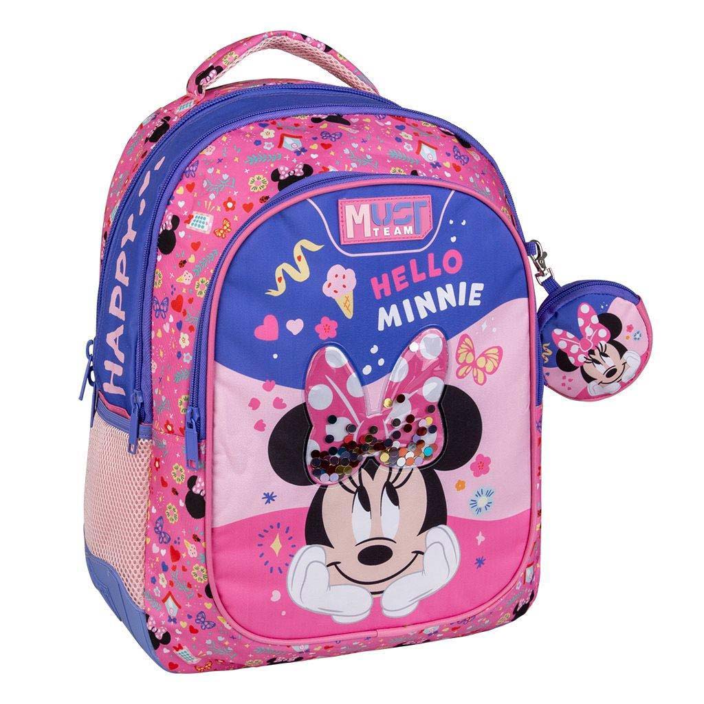 Luna: Must Team Hello Minnie Maus abgerundeter Rucksack mit 3 Fächern, 32x18x43cm