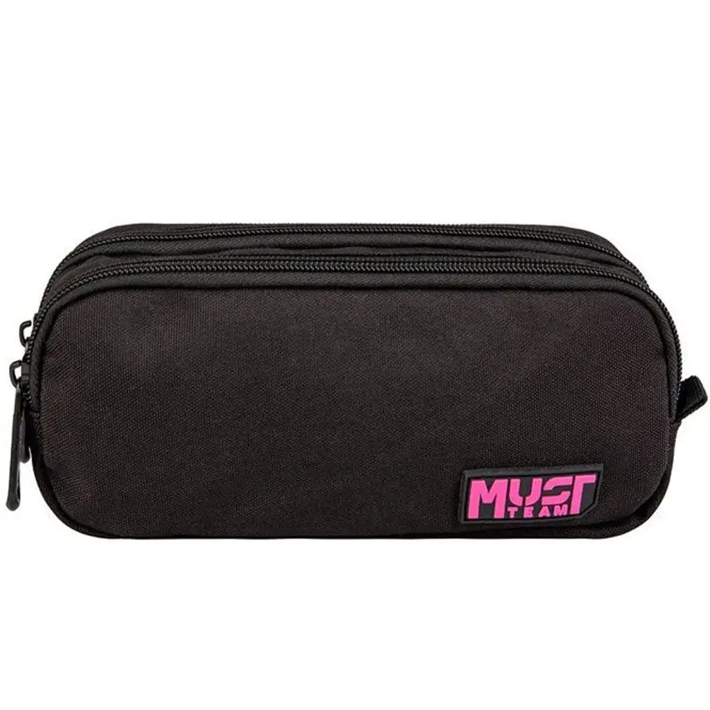 Luna: Must Team Monochrome schwarz-rosafarbene zylindrische Federmappe mit 2 Fächern