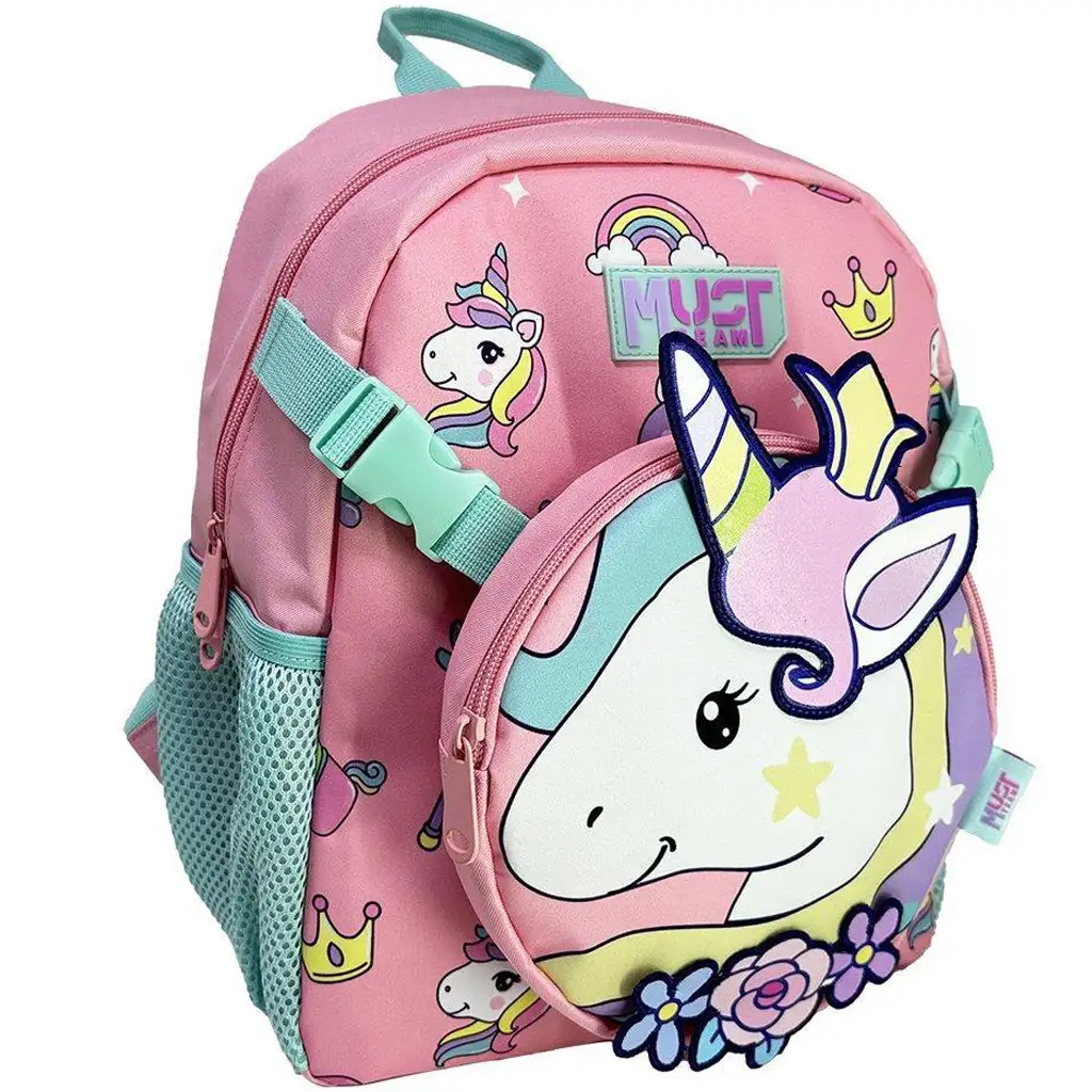 Luna: Must Team Unicorn 1-Fach Kindergartenrucksack mit abnehmbarer Gürteltasche 28x14x33cm