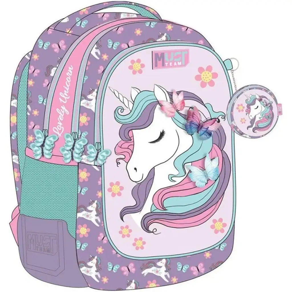 Luna: Must Team Unikornis abgerundeter 3-Fächer-Schulrucksack, Rucksack 32x18x43cm