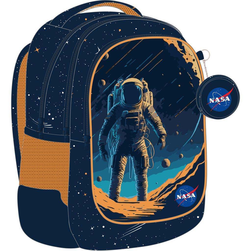 Luna: NASA abgerundeter Schulranzen mit 3 Fächern, Rucksack 32x18x43cm