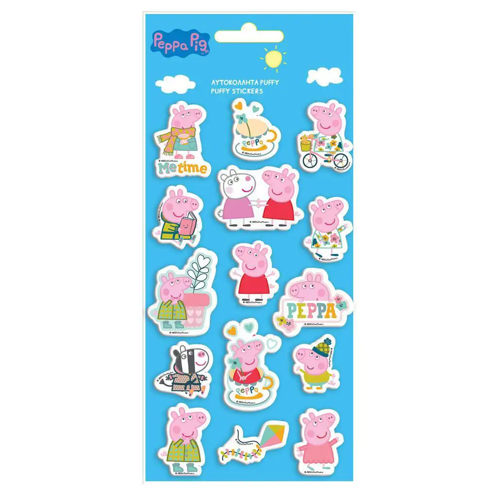 Luna: Peppa Wutz 3D-Puffystickerset auf einem 10x22 cm Bogen