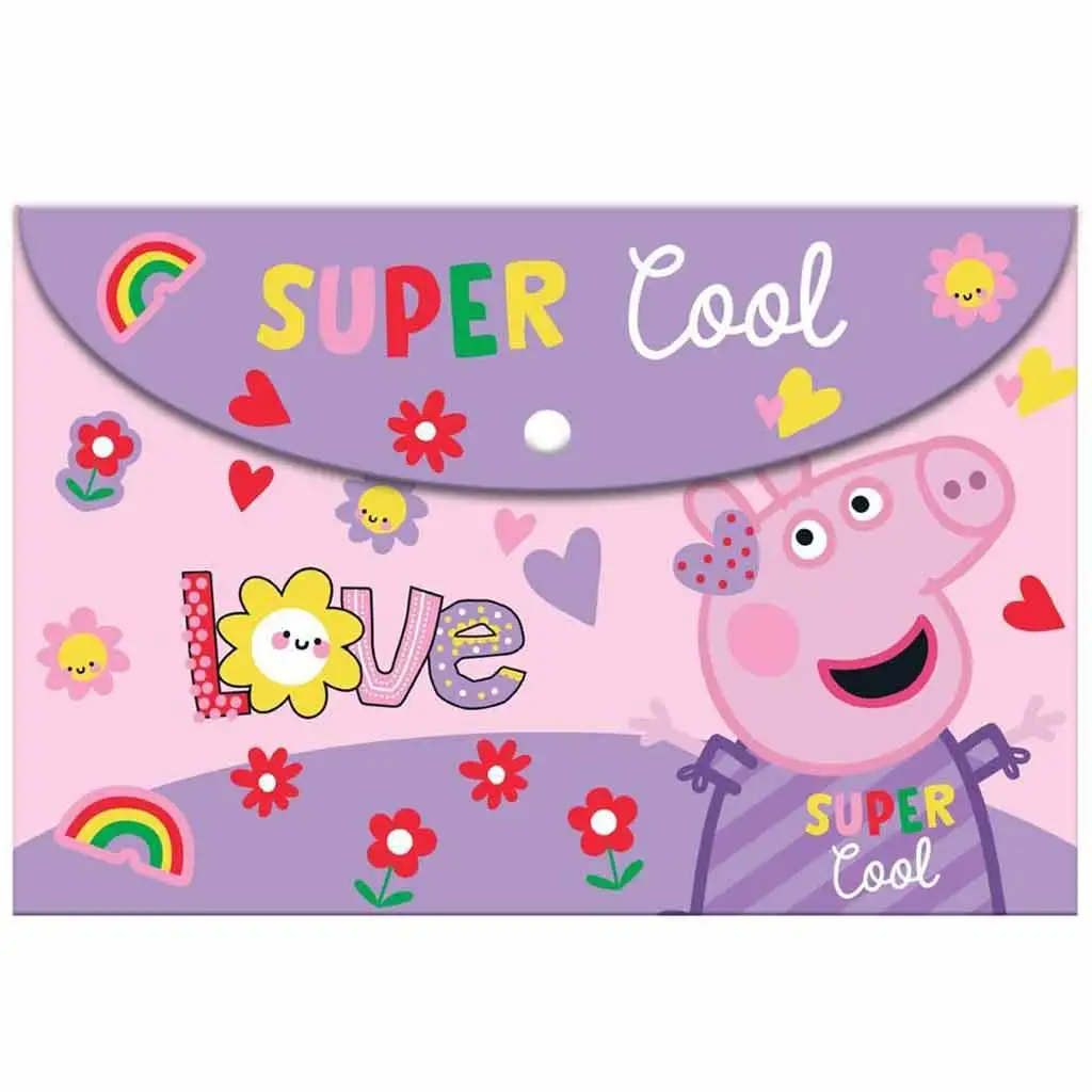 Luna: Peppa Wutz Druckknopf Kunststoffmappe im A4-Format