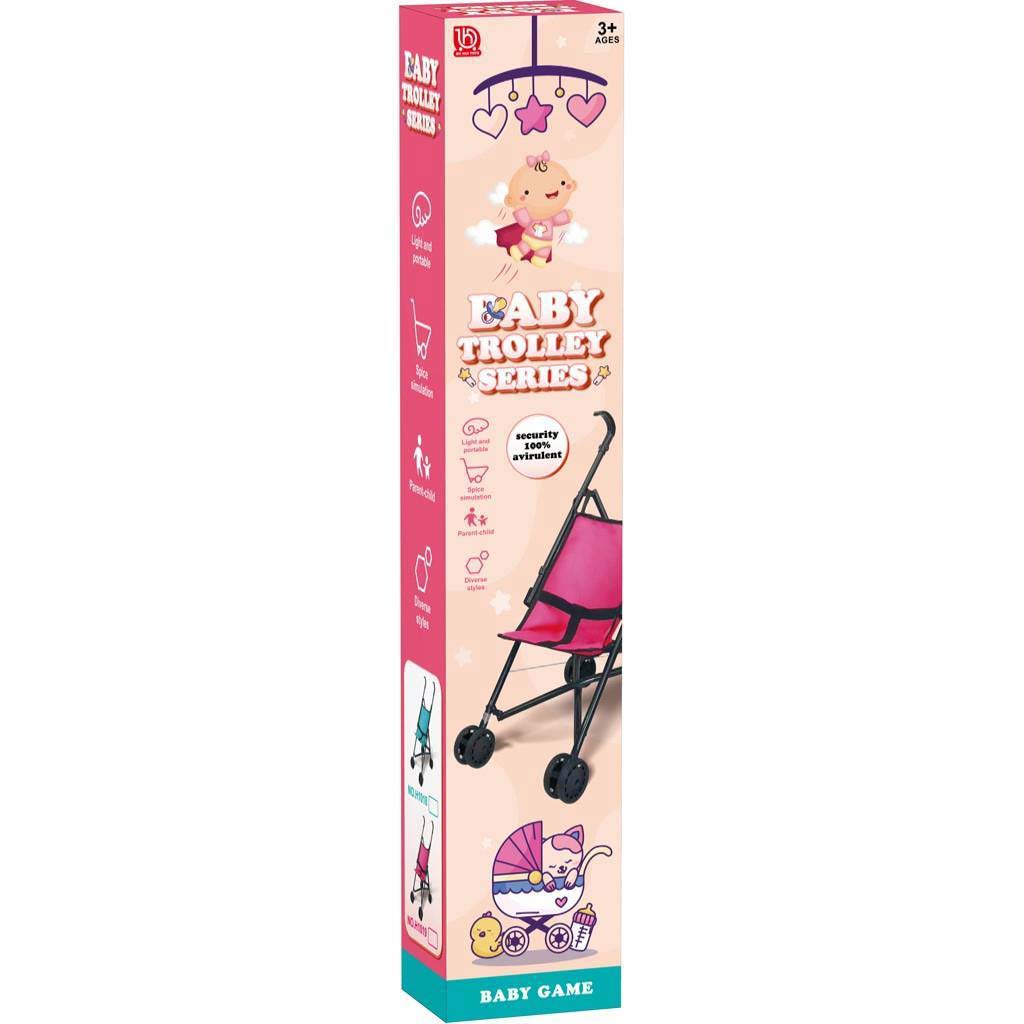 Luna: Rosa Kinderwagen im Karton 26x48x52 cm