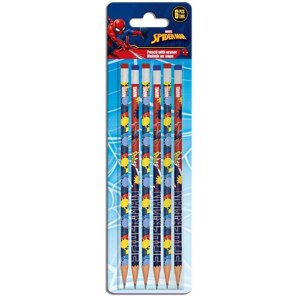 Luna: Spider-Man Radiergummi-Bleistift 6er-Set