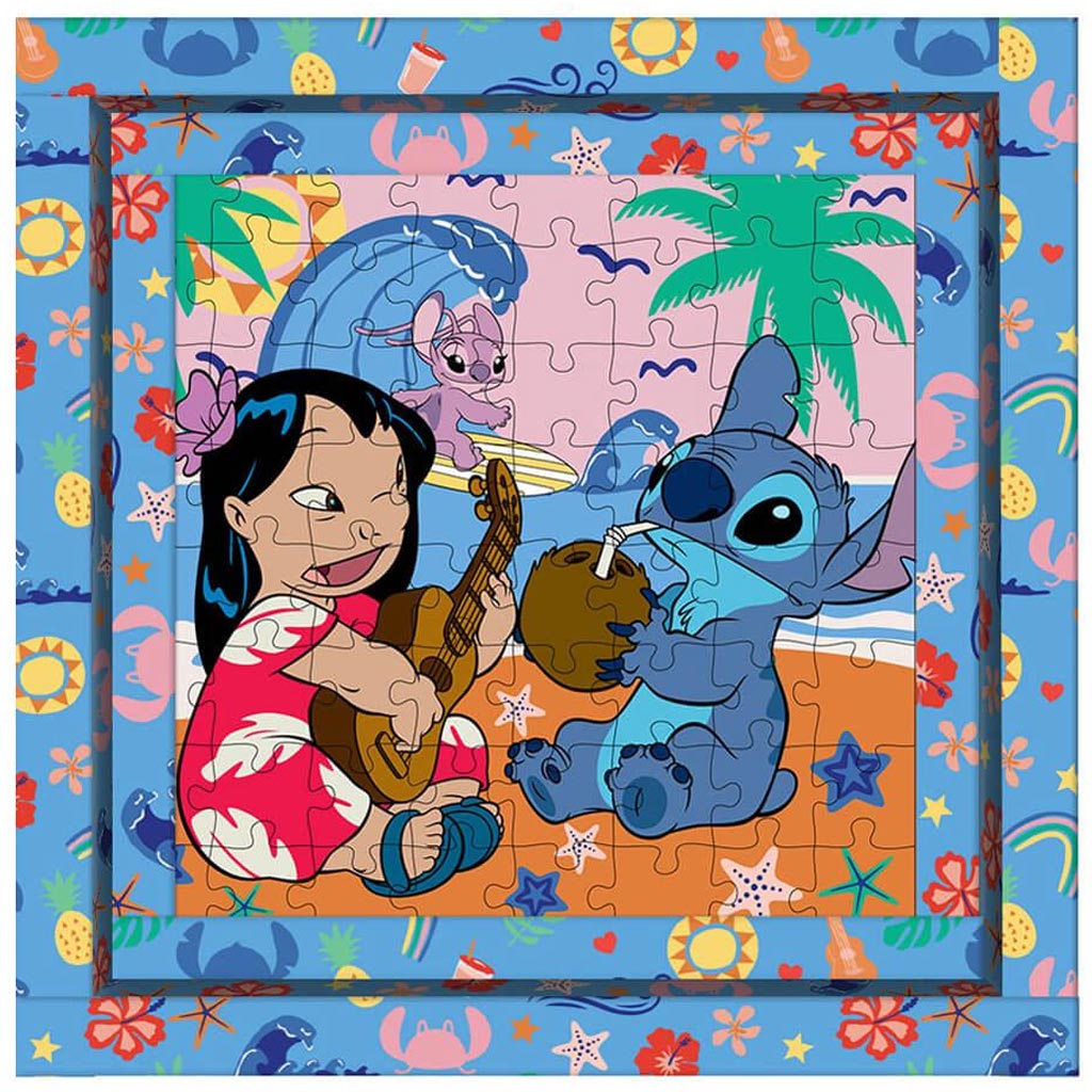 Luna: Stitch Hawaii Stimmung, 64-teiliges Puzzle mit Rahmen zum Ausmalen kép 3