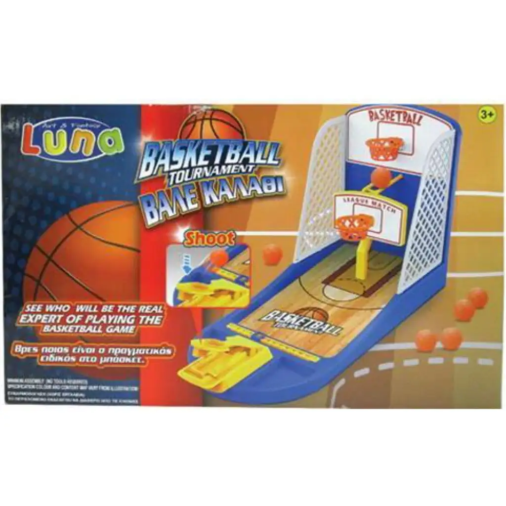 Luna: Tisch-Basketball-Geschicklichkeitsspiel-Set mit doppeltem Korbbrett 38x23cm