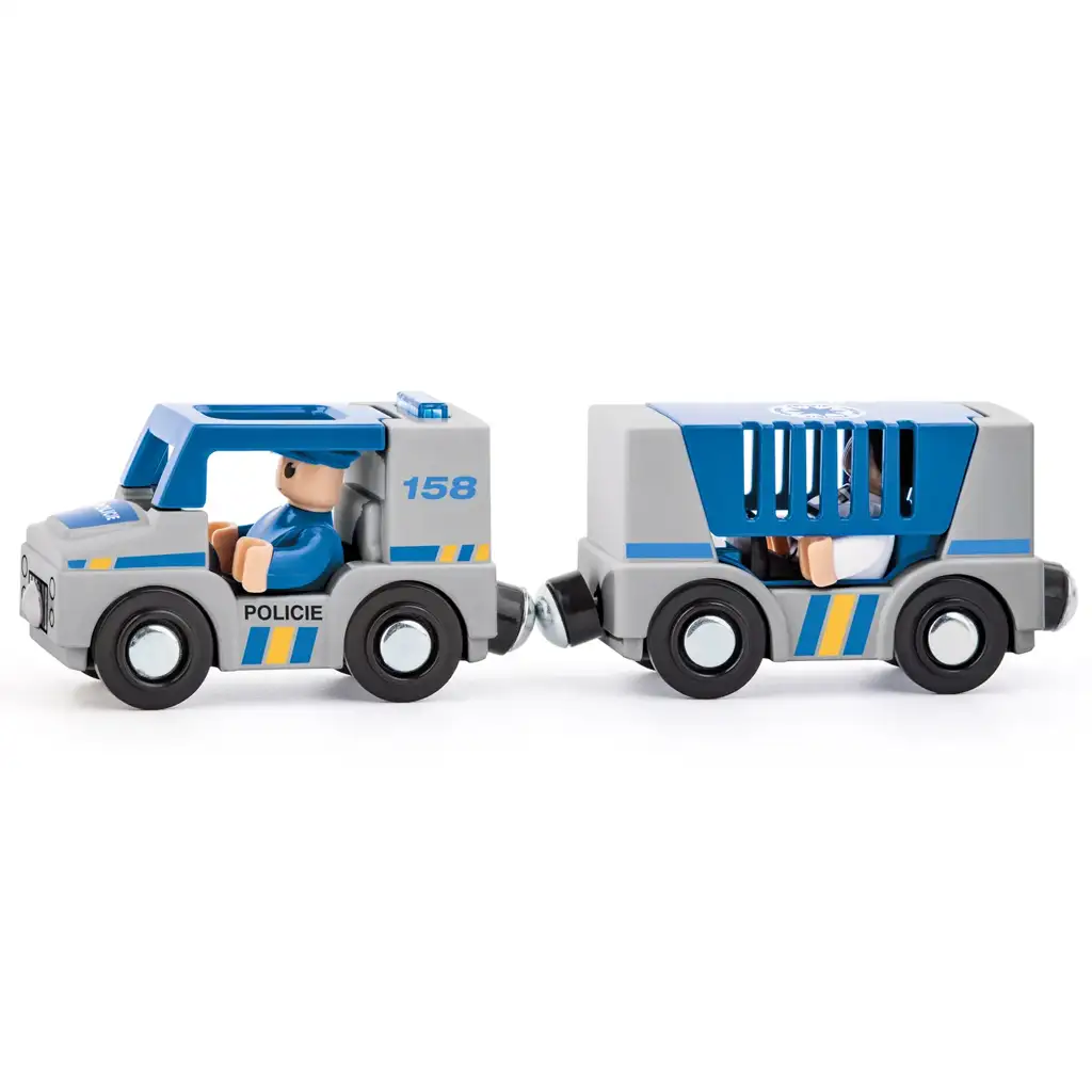 Magnetisches Polizeiauto mit Anhänger - Woodyland