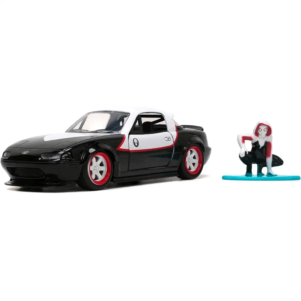 Marvel Ghost Spider Figur und 1990 Mazda Miata Automodell 1/32 - Simba Toys kép 2