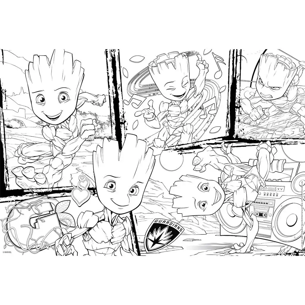 Marvel Groot 2-in-1 250-teiliges Puzzle und Ausmalbild 50x35cm - Lisciani kép 2