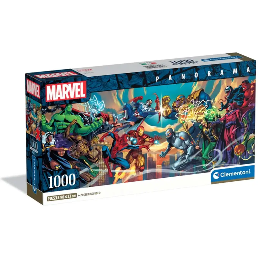 Marvel-Helden 1000-teilige Panorama-Puzzle mit Poster - Clementoni