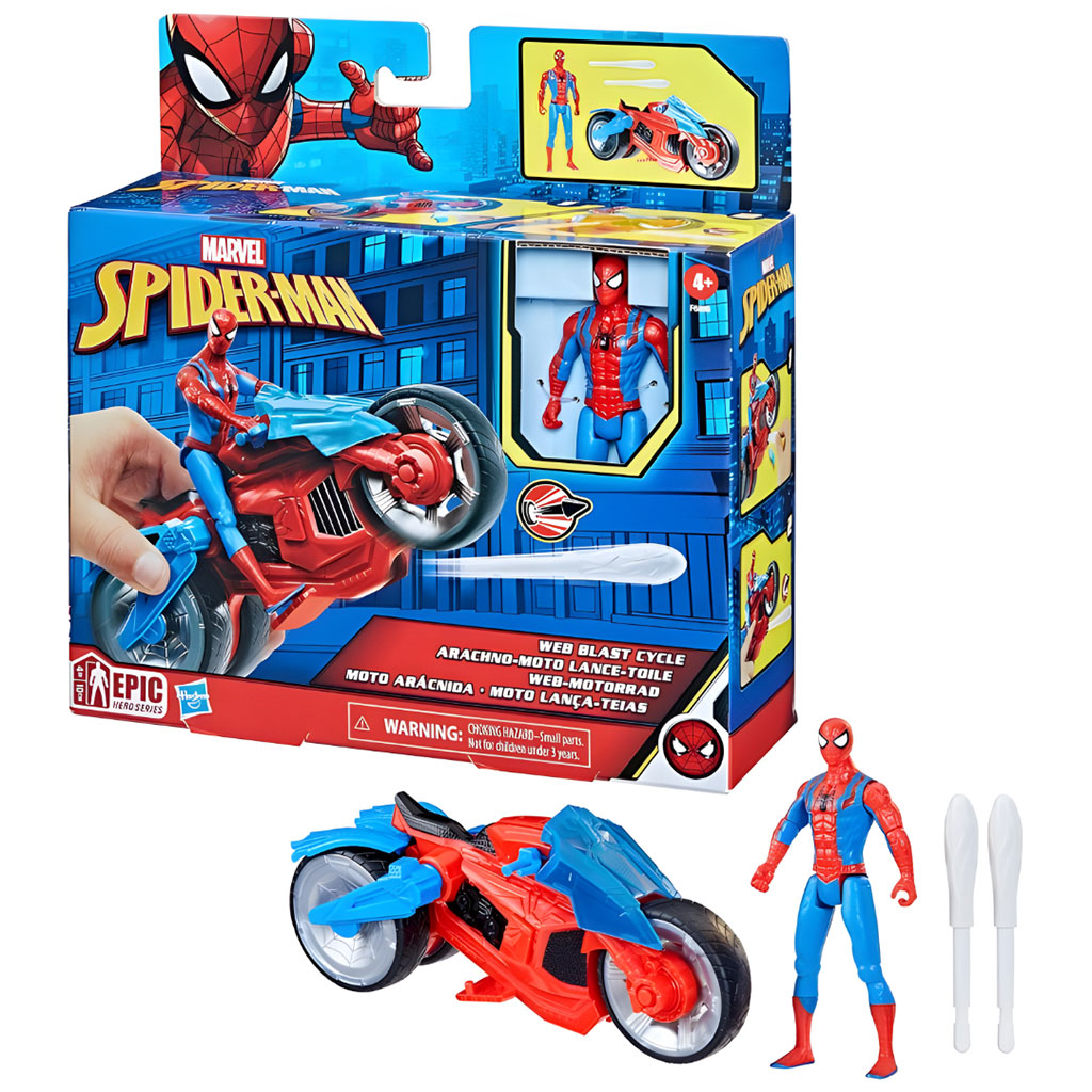 Marvel: Spider-Man - Web Blast Cycle mit Spider-Man Figur - Hasbro