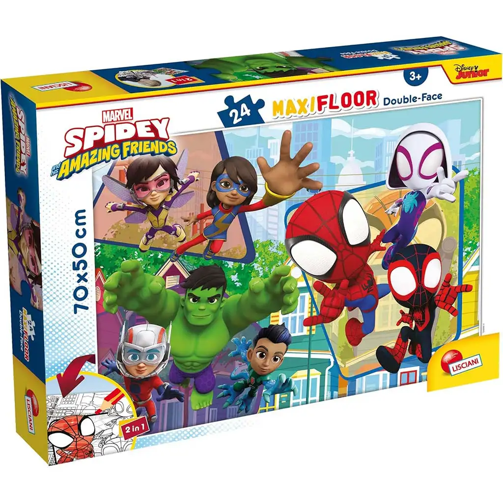 Marvel Spidey 2-in-1 Maxi 24-teiliges Puzzle und Malset 70x50cm – Lisciani