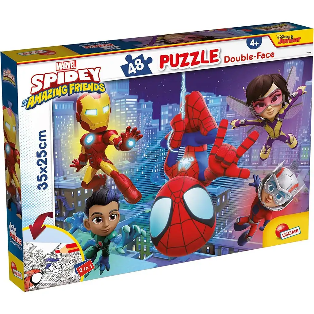 Marvel Spidey 2-in-1 Puzzle mit 48 Teilen und Malbuch 35x25cm – Lisciani