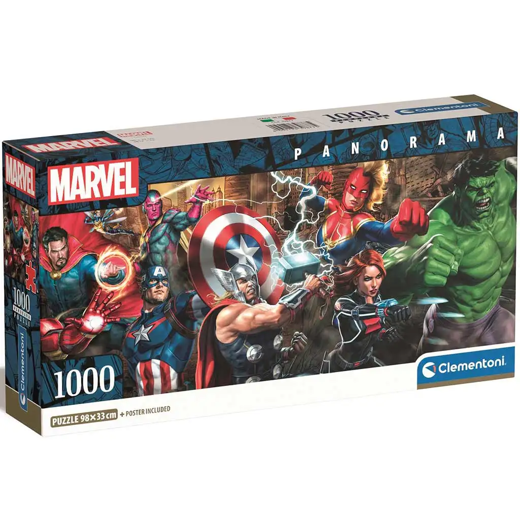 Marvel Superhelden 1000-teilige Panorama-Puzzle 98x33cm - Clementoni