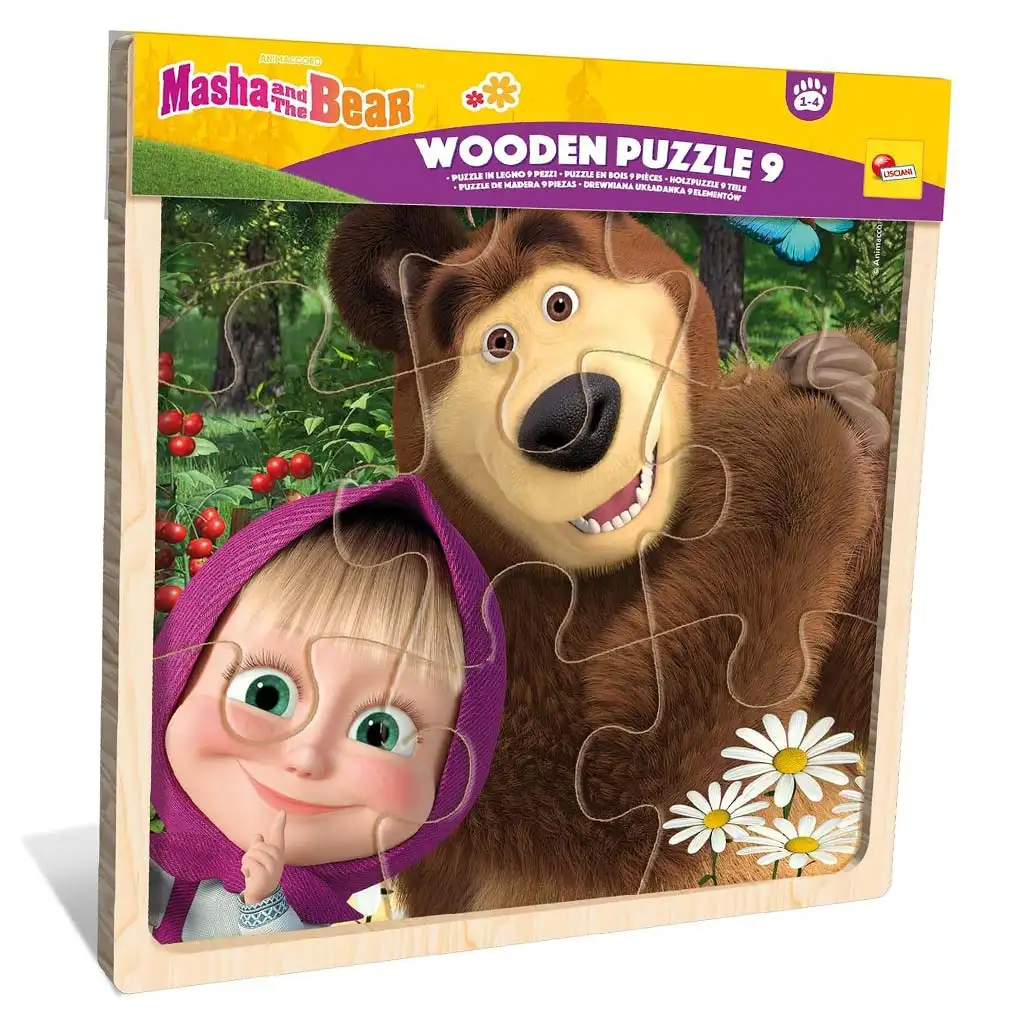 Mascha und der Bär 9-teiliges Holzrahmenpuzzle – Lisciani