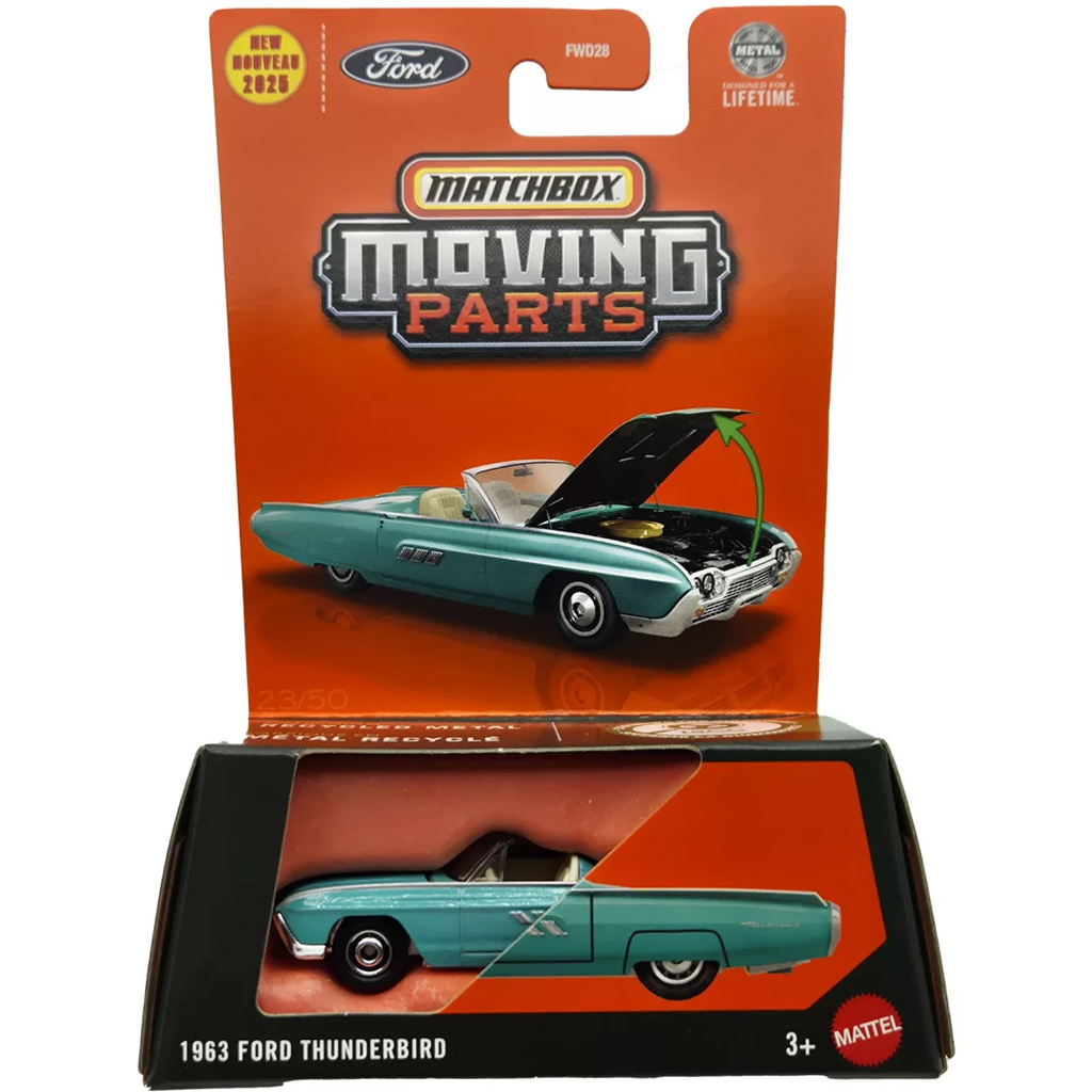 Matchbox: 1963 Ford Thunderbird – aufklappbares Modellauto 1:64 – Mattel