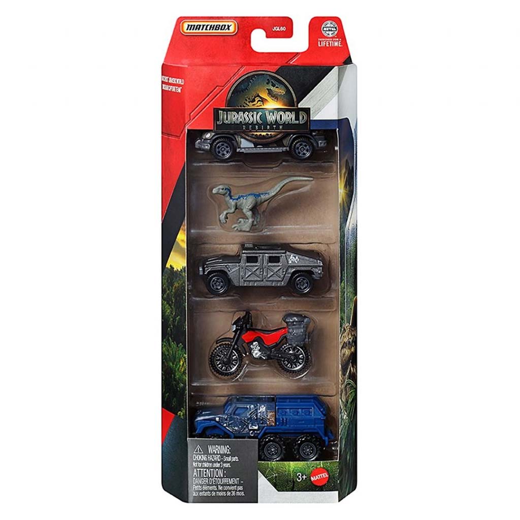 Matchbox Jurassic World Dino Capture Team 5-teiliges Auto-Set – Mattel
